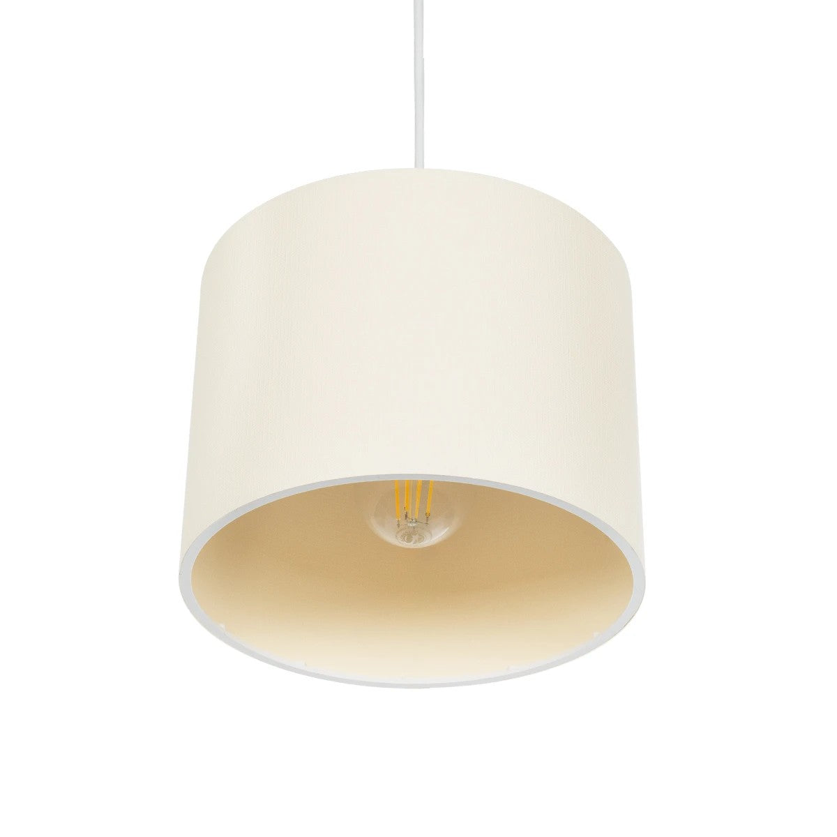 GloboStar® BLAZE 203-0106 Μοντέρνο Κρεμαστό Φωτιστικό Καπέλο Μονόφωτο 1 x E27 IP20 Μπεζ Ύφασμα - Μ22 x Π22 x Υ20cm - ledmania.gr