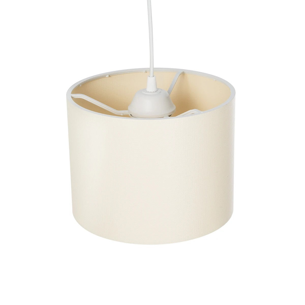 GloboStar® BLAZE 203-0106 Μοντέρνο Κρεμαστό Φωτιστικό Καπέλο Μονόφωτο 1 x E27 IP20 Μπεζ Ύφασμα - Μ22 x Π22 x Υ20cm - ledmania.gr