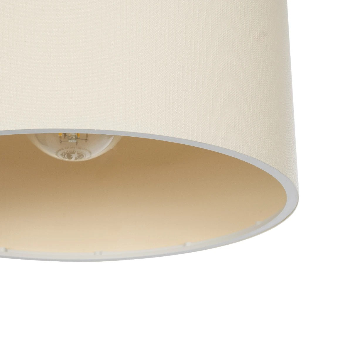 GloboStar® BLAZE 203-0106 Μοντέρνο Κρεμαστό Φωτιστικό Καπέλο Μονόφωτο 1 x E27 IP20 Μπεζ Ύφασμα - Μ22 x Π22 x Υ20cm - ledmania.gr