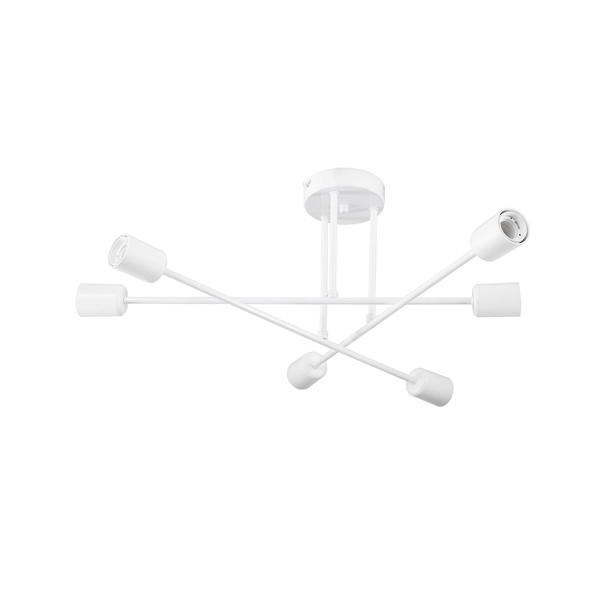 GloboStar® SPIDI 203-0113 Μοντέρνο Φωτιστικό Οροφής Πλέγμα Πολύφωτο 6 x E27 IP20 Λευκό Μέταλλο- Μ61 x Π61 x Υ37cm - ledmania.gr