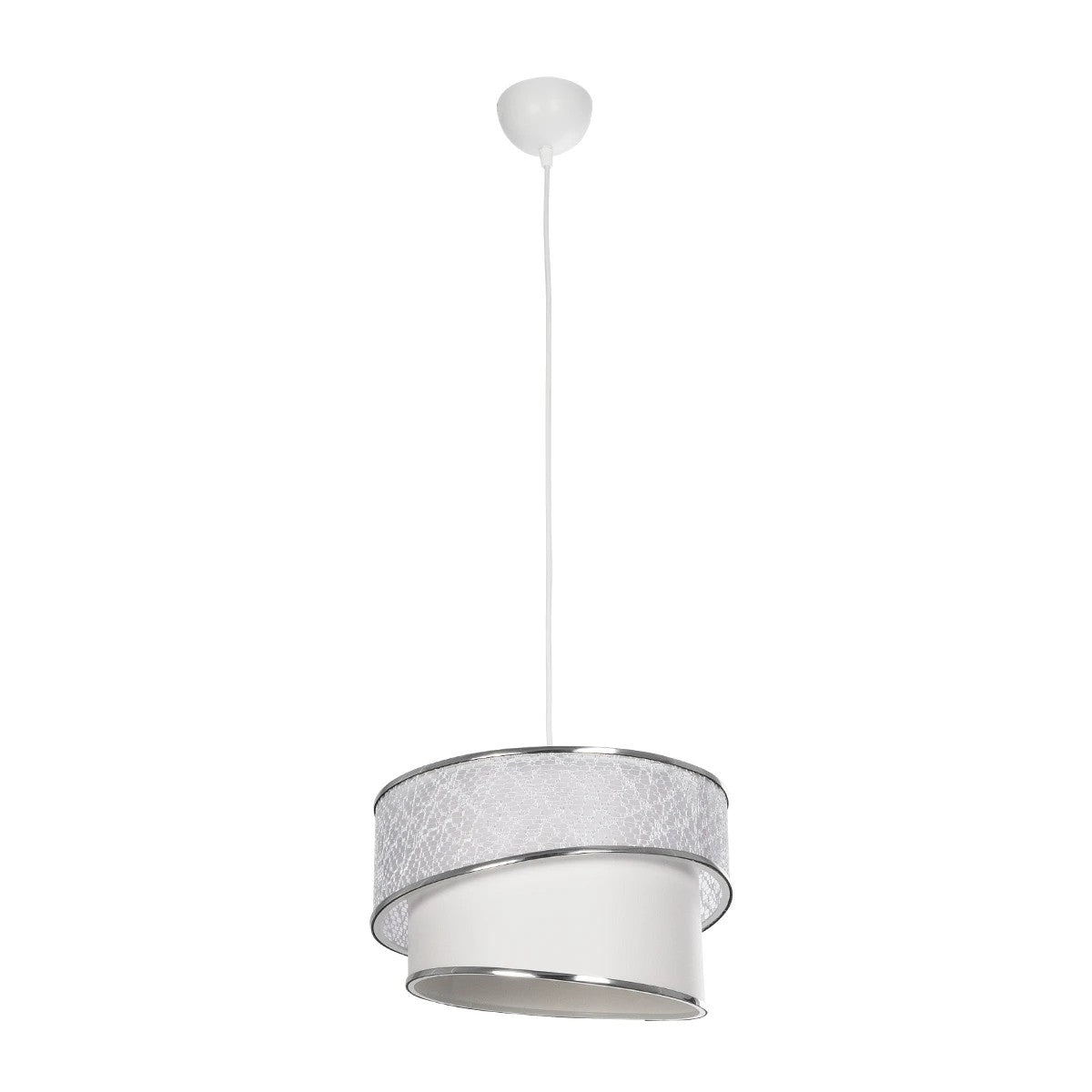GLOBOSTAR® SONIA 203-0115 Μοντέρνο Κρεμαστό Φωτιστικό Οροφής με Ντουί 1 x E27 AC 220-240V IP20 - Λευκό & Ασημί - Μ30 x Π30 x Υ24cm - ledmania.gr