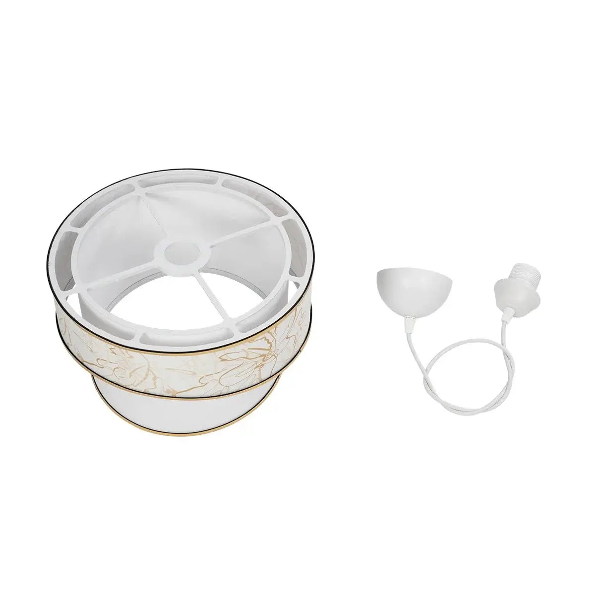 GLOBOSTAR® SONIA 203-0117 Μοντέρνο Κρεμαστό Φωτιστικό Οροφής με Ντουί 1 x E27 AC 220-240V IP20 - Λευκό & Χρυσό - Μ30 x Π30 x Υ24cm - ledmania.gr