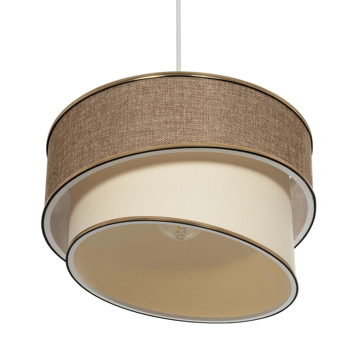 GLOBOSTAR® SONIA 203-0121 Μοντέρνο Κρεμαστό Φωτιστικό Οροφής με Ντουί 1 x E27 AC 220-240V IP20 - Μπεζ & Χρυσό - Μ30 x Π30 x Υ24cm