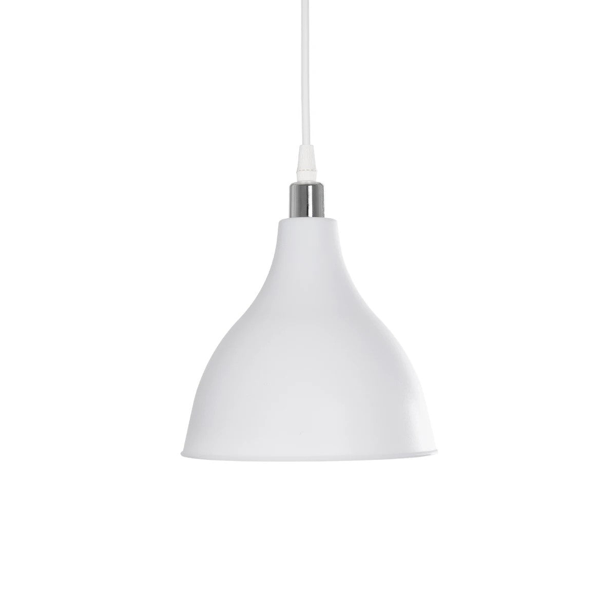 GLOBOSTAR® RADE 203-0126 Μοντέρνο Κρεμαστό Φωτιστικό Οροφής με Ντουί 1 x E27 AC 220-240V IP20 - Λευκό & Ασημί - Μ18.5 x Π18.5 x Υ23cm - ledmania.gr