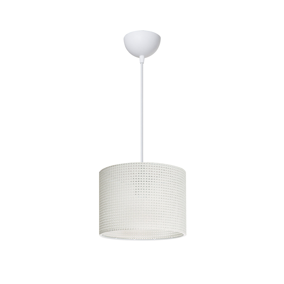 GloboStar® CLAIRIE 203-0134 Μοντέρνο Κρεμαστό Φωτιστικό Καπέλο Μονόφωτο 1 x E27 IP20 Λευκό Ύφασμα - Μ22 x Π22 x Υ93cm - ledmania.gr