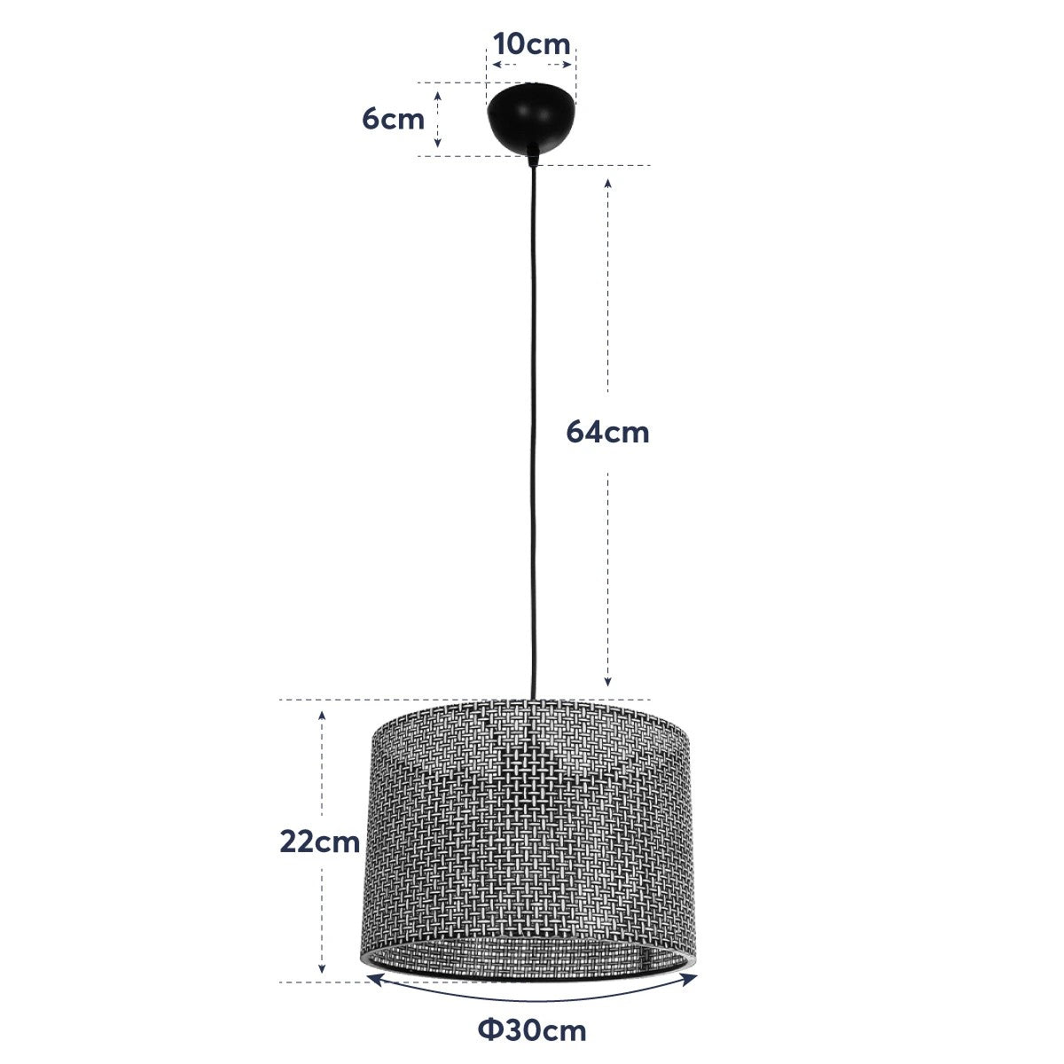 GLOBOSTAR® CLAIRIE 203-0135 Μοντέρνο Κρεμαστό Φωτιστικό Οροφής με Ντουί 1 x E27 AC 220-240V IP20 - Καφέ - Μ30 x Π30 x Υ22cm