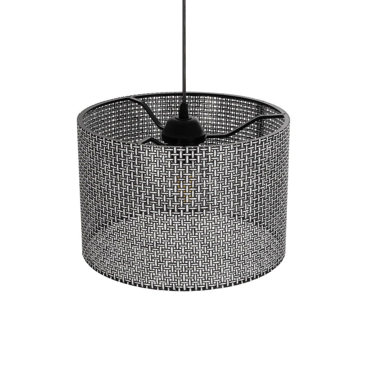 GLOBOSTAR® CLAIRIE 203-0136 Μοντέρνο Κρεμαστό Φωτιστικό Οροφής με Ντουί 1 x E27 AC 220-240V IP20 - Μαύρο & Λευκό - Μ30 x Π30 x Υ22cm