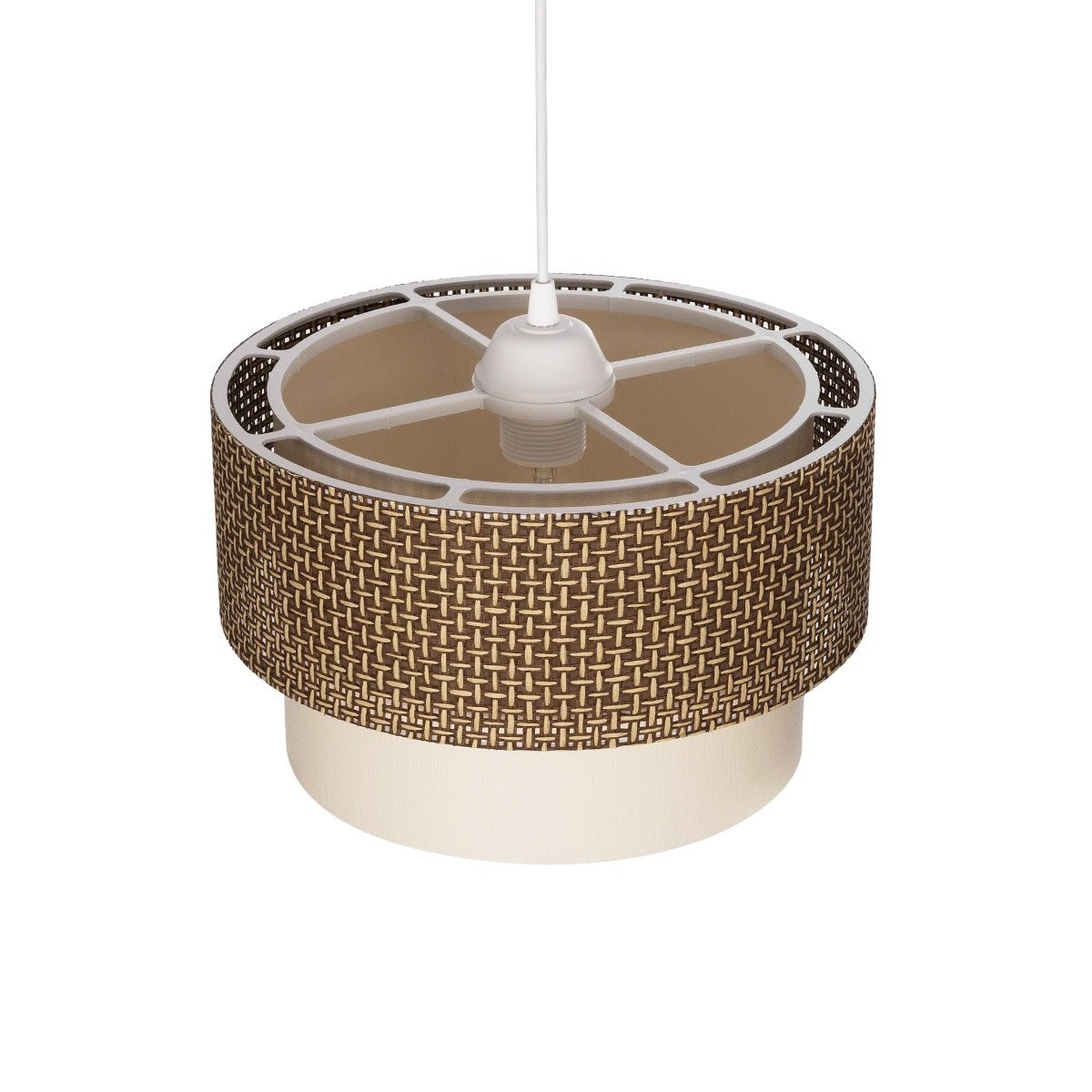 GLOBOSTAR® SISSIE 203-0138 Μοντέρνο Κρεμαστό Φωτιστικό Οροφής με Ντουί 1 x E27 AC 220-240V IP20 - Καφέ & Μπεζ - Μ30 x Π30 x Υ23cm