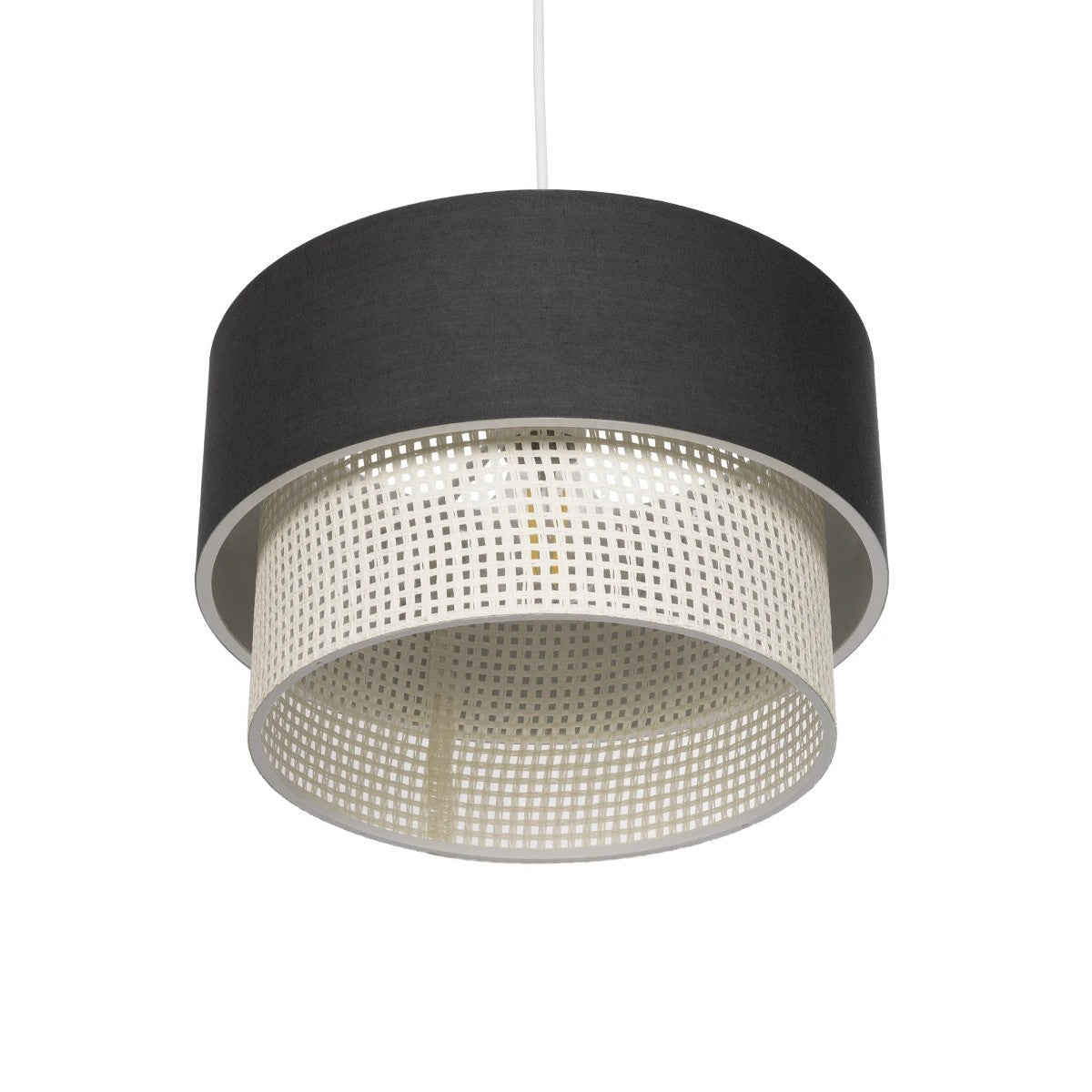 GLOBOSTAR® SISSIE 203-0140 Μοντέρνο Κρεμαστό Φωτιστικό Οροφής με Ντουί 1 x E27 AC 220-240V IP20 - Μαύρο & Μπεζ - Μ30 x Π30 x Υ23cm - ledmania.gr