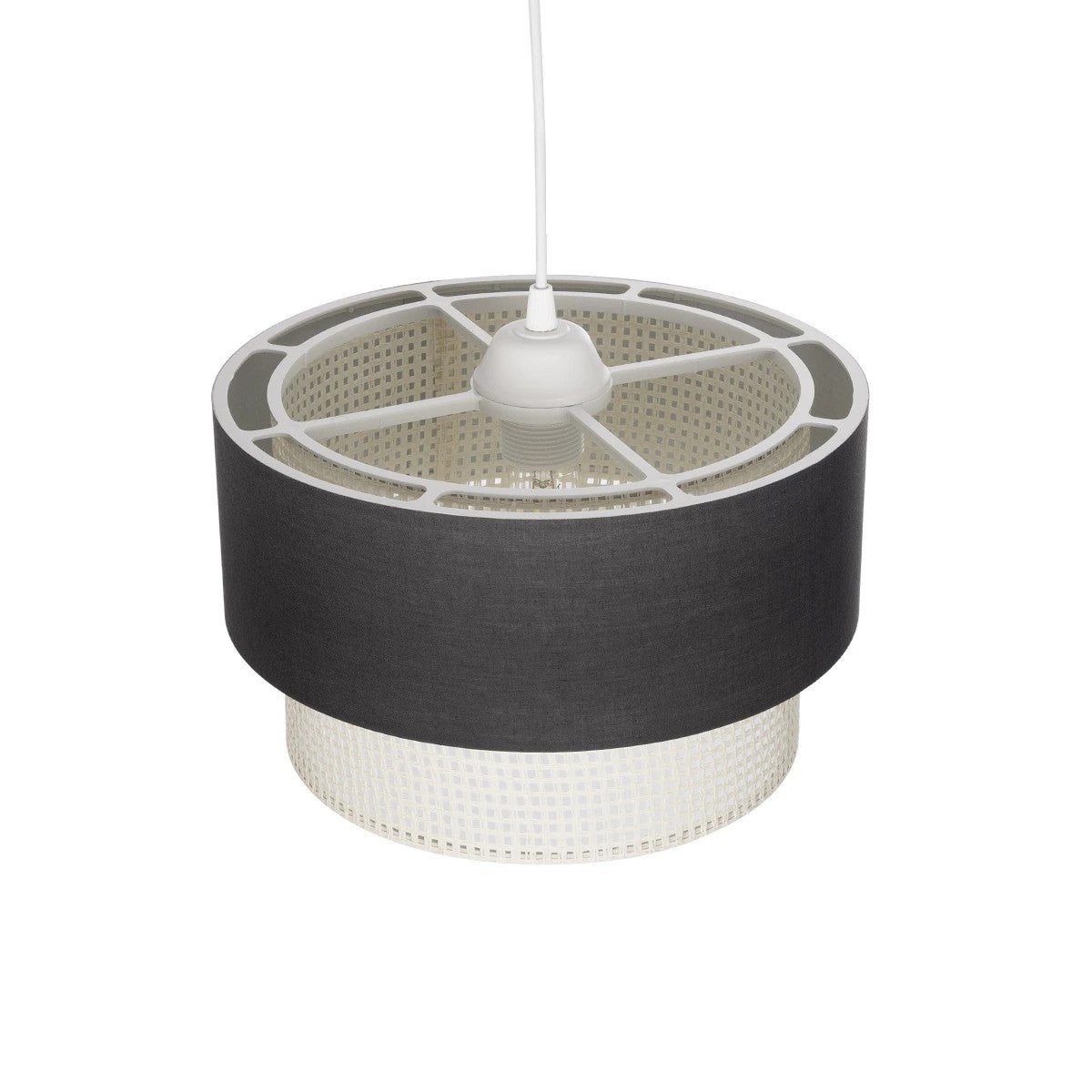 GLOBOSTAR® SISSIE 203-0140 Μοντέρνο Κρεμαστό Φωτιστικό Οροφής με Ντουί 1 x E27 AC 220-240V IP20 - Μαύρο & Μπεζ - Μ30 x Π30 x Υ23cm - ledmania.gr