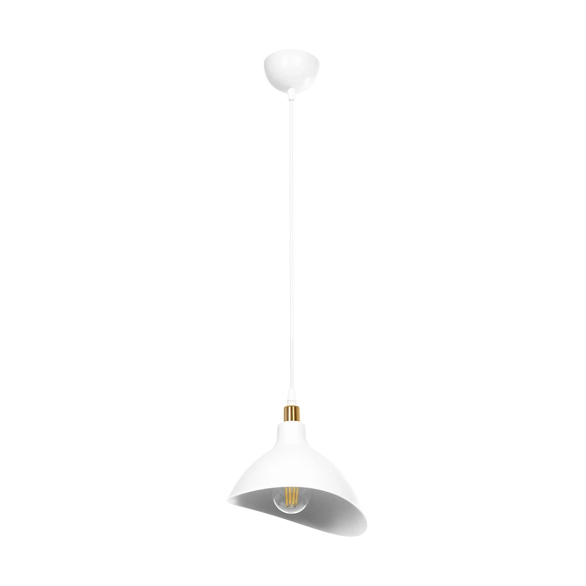 GLOBOSTAR® RIVE 203-0141 Μοντέρνο Κρεμαστό Φωτιστικό Οροφής με Ντουί 1 x E27 AC 220-240V IP20 - Λευκό & Χρυσό - Μ22 x Π20 x Υ22cm