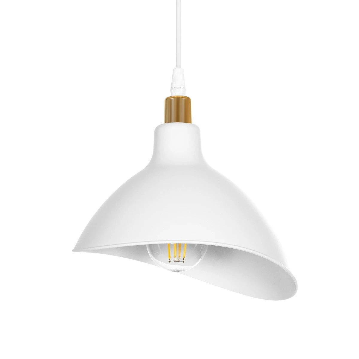 GLOBOSTAR® RIVE 203-0141 Μοντέρνο Κρεμαστό Φωτιστικό Οροφής με Ντουί 1 x E27 AC 220-240V IP20 - Λευκό & Χρυσό - Μ22 x Π20 x Υ22cm
