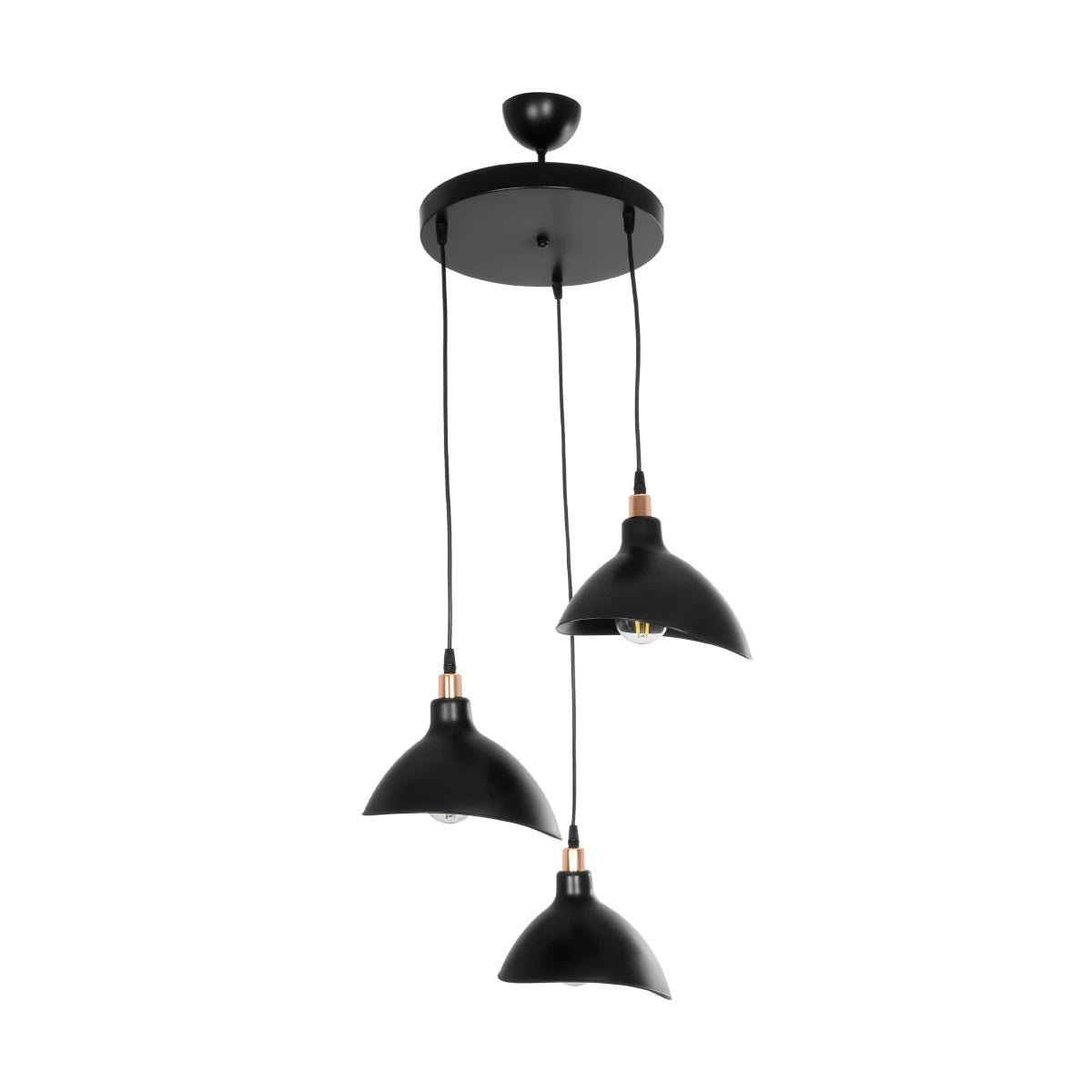 GLOBOSTAR® RIVE 203-0144 Μοντέρνο Κρεμαστό Φωτιστικό Οροφής με Ντουί 3 x E27 AC 220-240V IP20 - Μάυρο & Χάλκινο - Μ40 x Π40 x Υ65cm - ledmania.gr