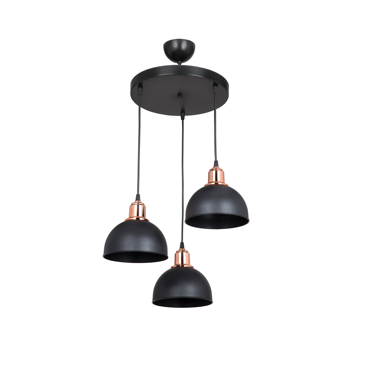 GloboStar® ΗUT 203-0146 Μοντέρνο Κρεμαστό Φωτιστικό Καμπάνα Τρίφωτο 3 x E27 IP20 Μαύρο με Χρυσό Πλαστικό - Μ40 x Π40 x Υ76cm - ledmania.gr