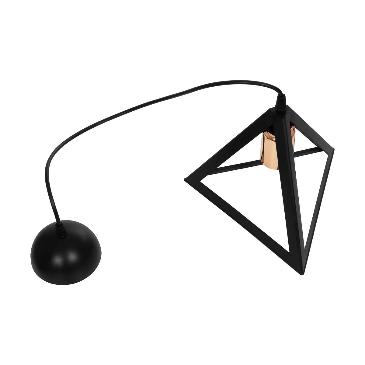 GLOBOSTAR® TRIANGLE 203-0161 Μοντέρνο Κρεμαστό Φωτιστικό Οροφής με Ντουί 1 x E27 AC 220-240V IP20 - Μάυρο & Χάλκινο - Μ24 x Π24 x Υ22cm