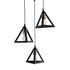 GLOBOSTAR® TRIANGLE 203-0162 Μοντέρνο Κρεμαστό Φωτιστικό Οροφής με Ντουί 3 x E27 AC 220-240V IP20 - Μάυρο & Χάλκινο - Μ67 x Π67 x Υ50cm - ledmania.gr