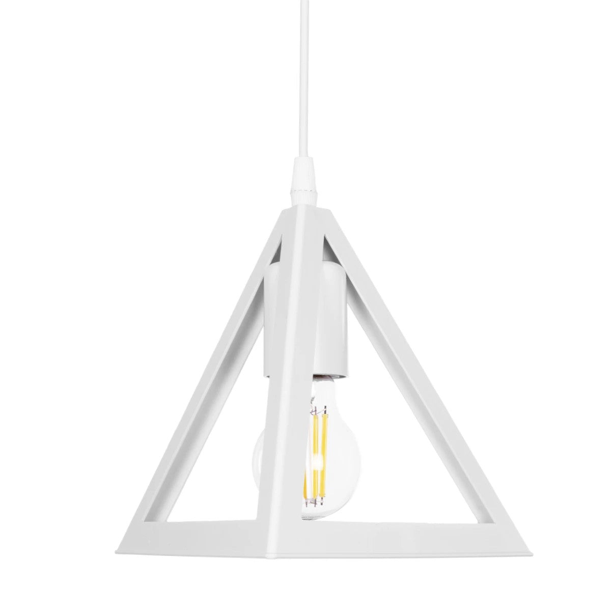 GLOBOSTAR® TRIANGLE 203-0163 Μοντέρνο Κρεμαστό Φωτιστικό Οροφής με Ντουί 1 x E27 AC 220-240V IP20 - Λευκό - Μ24 x Π24 x Υ22cm - ledmania.gr