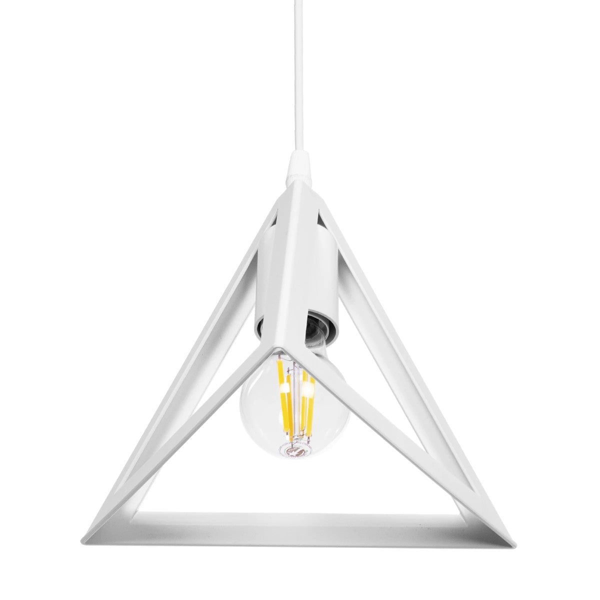GLOBOSTAR® TRIANGLE 203-0163 Μοντέρνο Κρεμαστό Φωτιστικό Οροφής με Ντουί 1 x E27 AC 220-240V IP20 - Λευκό - Μ24 x Π24 x Υ22cm - ledmania.gr