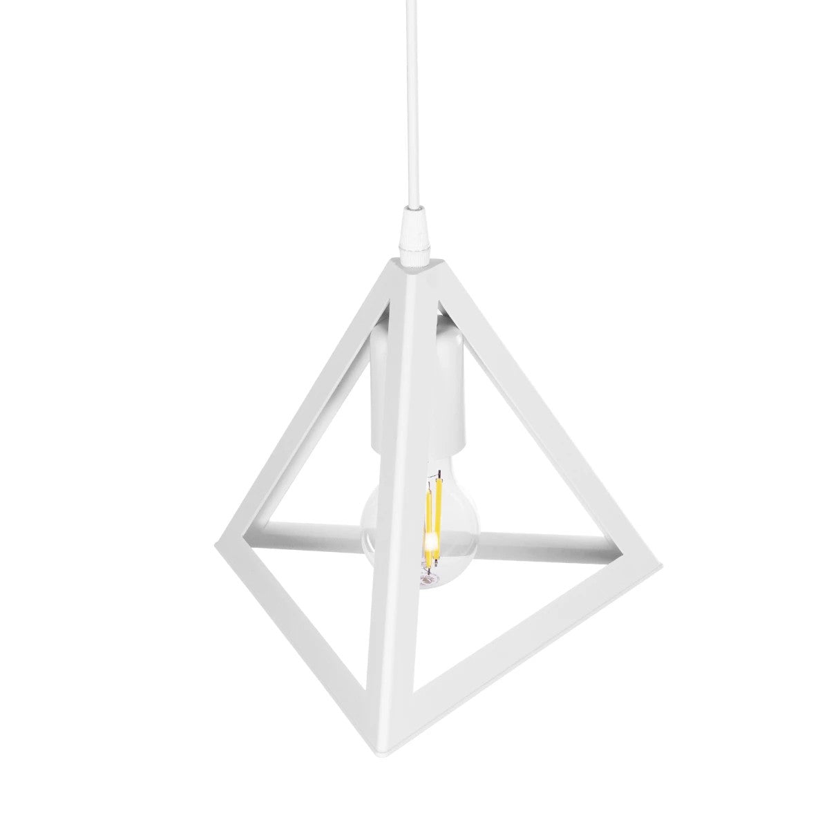 GLOBOSTAR® TRIANGLE 203-0163 Μοντέρνο Κρεμαστό Φωτιστικό Οροφής με Ντουί 1 x E27 AC 220-240V IP20 - Λευκό - Μ24 x Π24 x Υ22cm - ledmania.gr