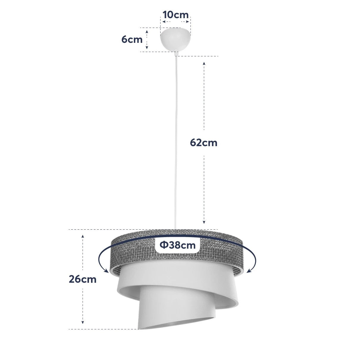 GLOBOSTAR® SIERA 203-0169 Μοντέρνο Κρεμαστό Φωτιστικό Οροφής με Ντουί 1 x E27 AC 220-240V IP20 - Καφέ & Μπεζ - Μ38 x Π38 x Υ26cm
