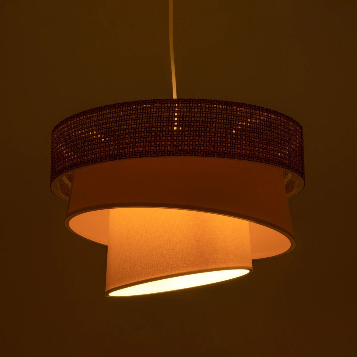 GLOBOSTAR® SIERA 203-0169 Μοντέρνο Κρεμαστό Φωτιστικό Οροφής με Ντουί 1 x E27 AC 220-240V IP20 - Καφέ & Μπεζ - Μ38 x Π38 x Υ26cm