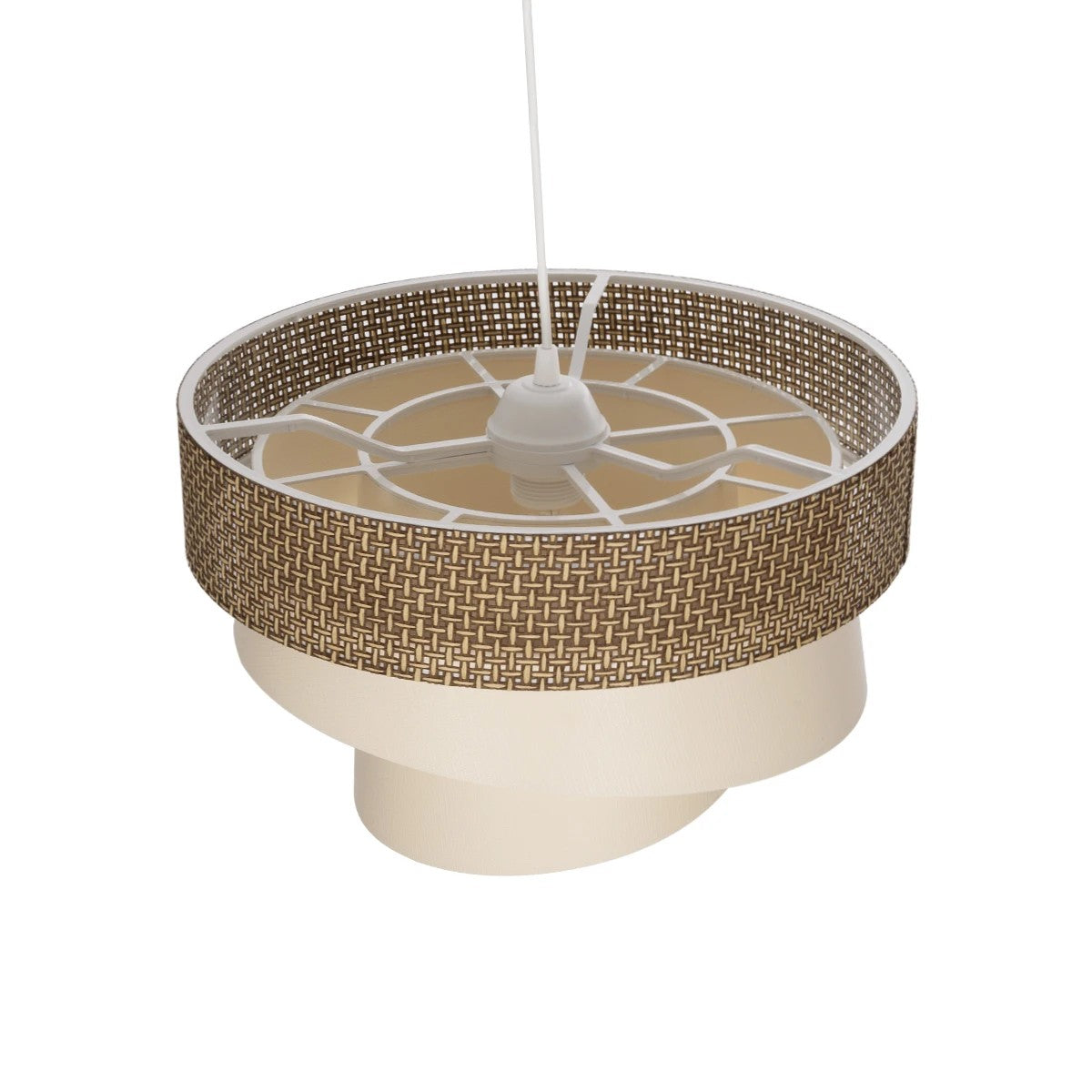GLOBOSTAR® SIERA 203-0169 Μοντέρνο Κρεμαστό Φωτιστικό Οροφής με Ντουί 1 x E27 AC 220-240V IP20 - Καφέ & Μπεζ - Μ38 x Π38 x Υ26cm