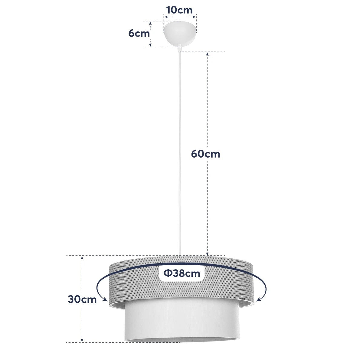 GLOBOSTAR® LIVA 203-0175 Μοντέρνο Κρεμαστό Φωτιστικό Οροφής με Ντουί 1 x E27 AC 220-240V IP20 - Καφέ & Μπεζ - Μ38 x Π38 x Υ30cm