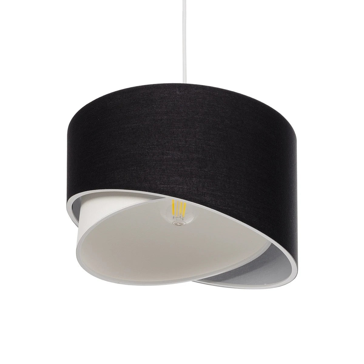 GLOBOSTAR® LILI 203-0176 Μοντέρνο Κρεμαστό Φωτιστικό Οροφής με Ντουί 1 x E27 AC 220-240V IP20 - Μαύρο & Λευκό - Μ30 x Π30 x Υ22cm