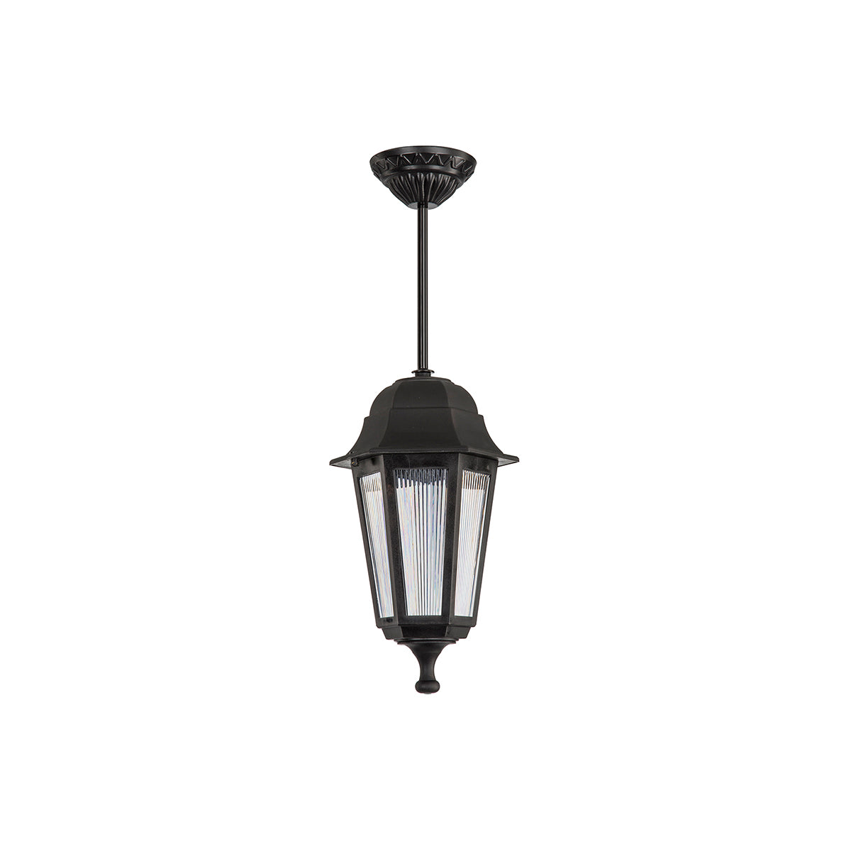 GloboStar® VITRO 203-0189 Vintage Κρεμαστό Φωτιστικό Φαναράκι Μονόφωτο 1 x E27 IP44 Μαύρο Πλαστικό Σώμα - Μ16 x Π16 x Υ48cm - ledmania.gr