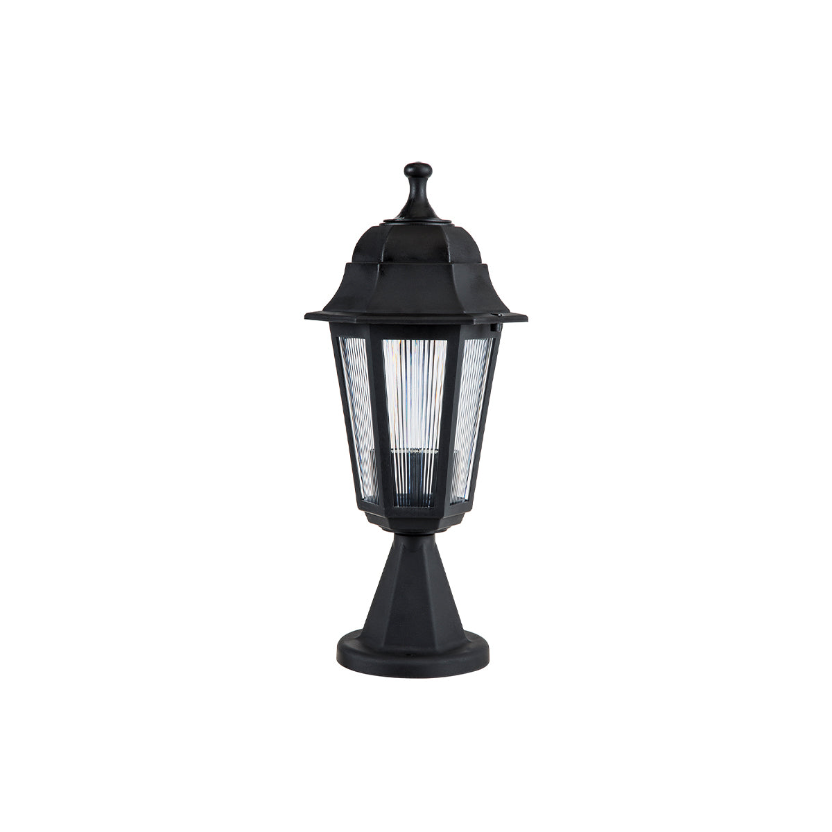 GloboStar® VITRO 203-0190 Vintage Επιδαπέδιο Φωτιστικό Φαναράκι Μονόφωτο 1 x E27 IP44 Μαύρο Πλαστικό Σώμα - Μ16 x Π16 x Υ39cm - ledmania.gr
