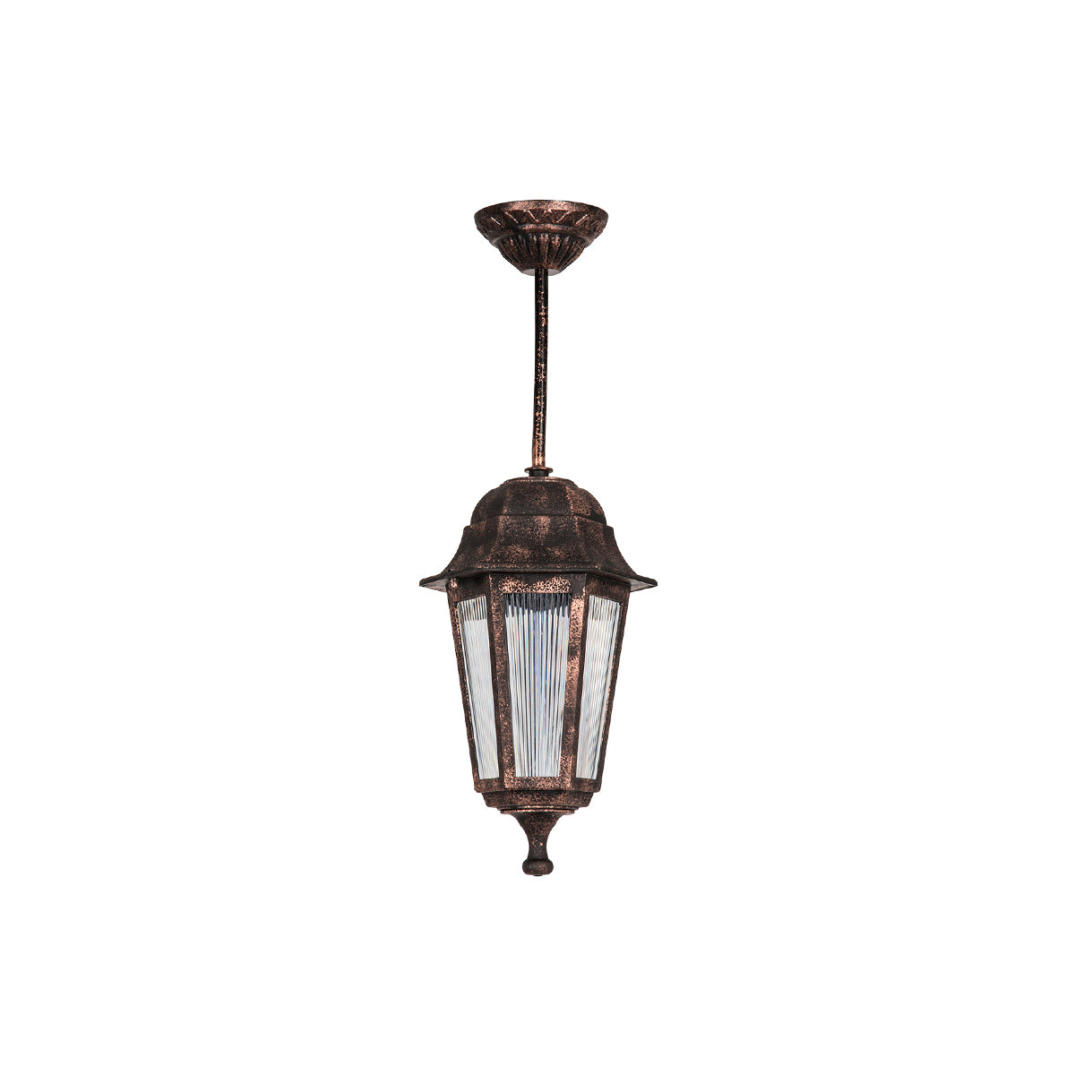 GloboStar® VITRO 203-0194 Vintage Κρεμαστό Φωτιστικό Φαναράκι Μονόφωτο 1 x E27 IP44 Χάλκινο Πλαστικό Σώμα - Μ16 x Π16 x Υ48cm - ledmania.gr