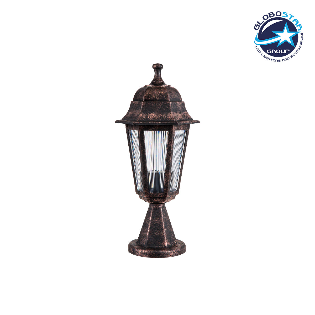 GloboStar® VITRO 203-0195 Vintage Επιδαπέδιο Φωτιστικό Φαναράκι Μονόφωτο 1 x E27 IP44 Χάλκινο Πλαστικό Σώμα - Μ16 x Π16 x Υ39cm - ledmania.gr