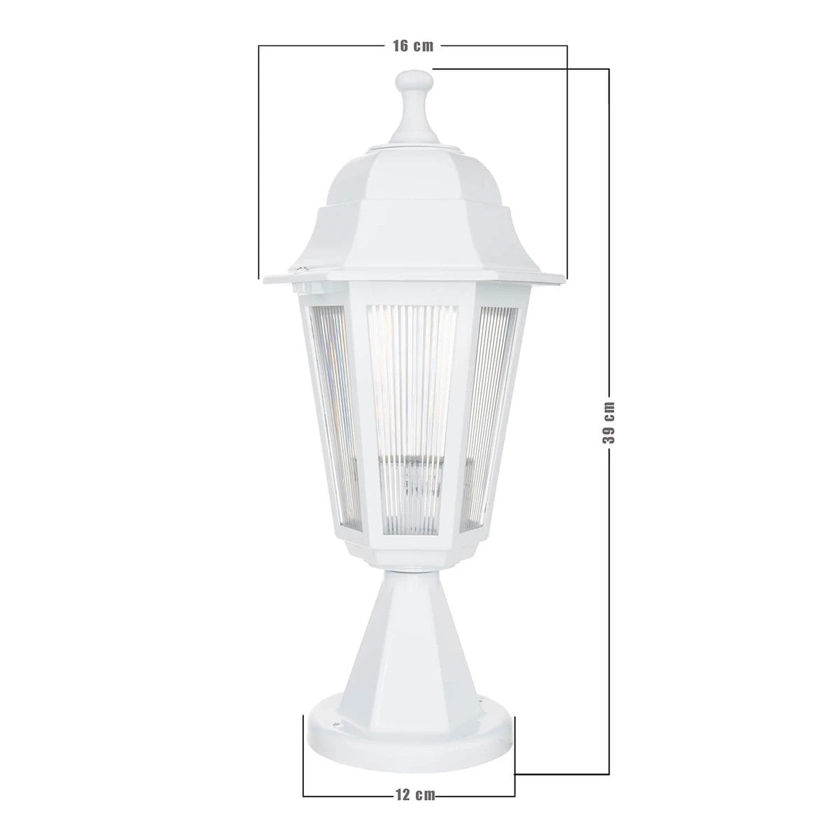 GloboStar® VITRO 203-0200 Vintage Επιδαπέδιο Φωτιστικό Φαναράκι Μονόφωτο 1 x E27 IP44 Λευκό Πλαστικό Σώμα - Μ16 x Π16 x Υ39cm - ledmania.gr