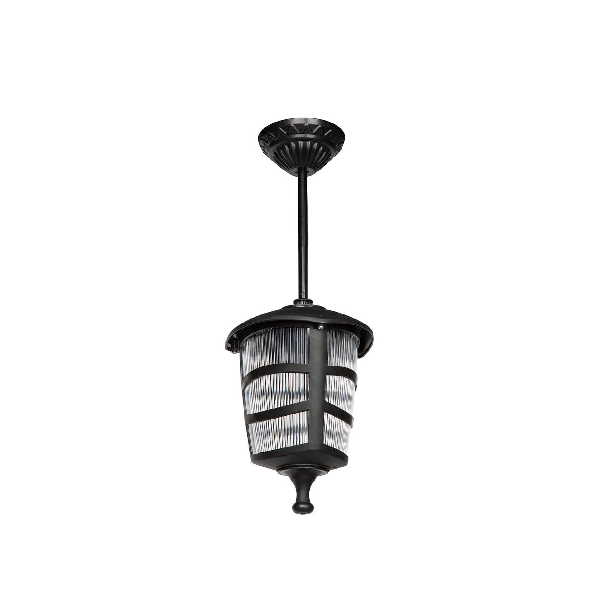 GloboStar® ZARDIN 203-0204 Vintage Κρεμαστό Φωτιστικό Φαναράκι Μονόφωτο 1 x E27 IP44 Μαύρο Πλαστικό Σώμα - Μ17 x Π17 x Υ42cm - ledmania.gr