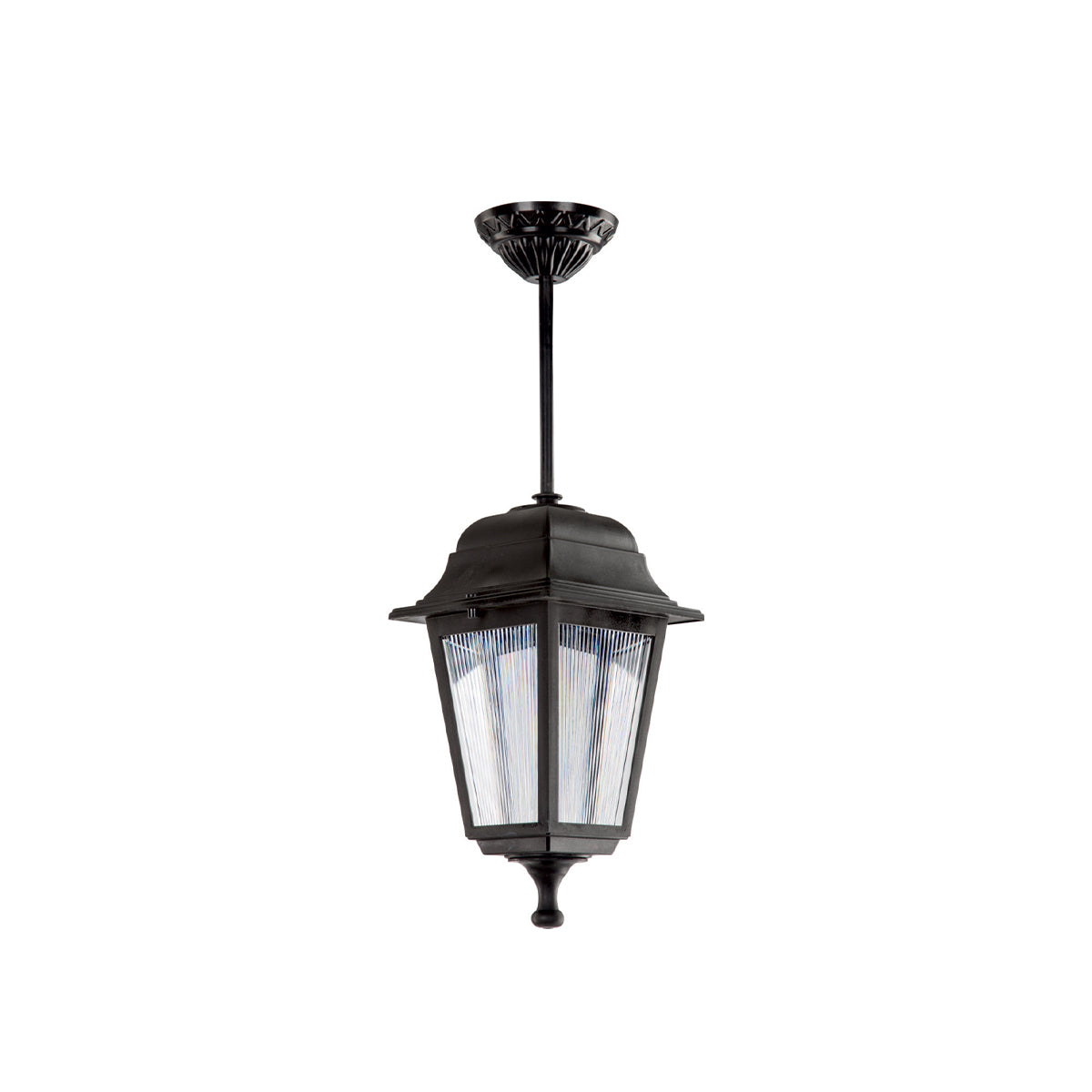 GloboStar® SOLME 203-0209 Vintage Κρεμαστό Φωτιστικό Φαναράκι Μονόφωτο 1 x E27 IP44 Μαύρο Πλαστικό Σώμα - Μ15 x Π15 x Υ50cm - ledmania.gr