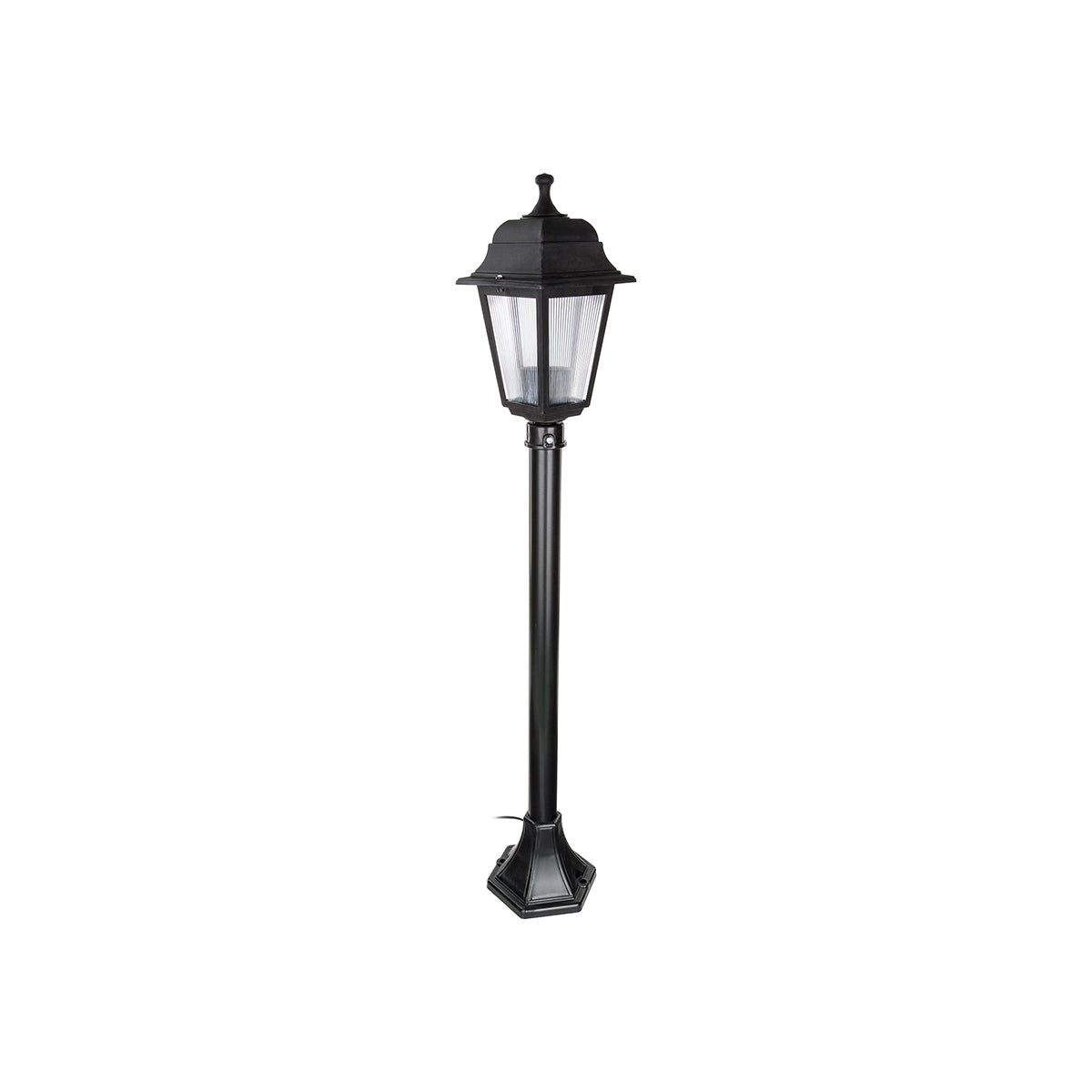 GloboStar® SOLME 203-0212 Vintage Επιδαπέδιο Φωτιστικό Φαναράκι Μονόφωτο 1 x E27 IP44 Μαύρο Πλαστικό Σώμα - Μ15 x Π15 x Υ100cm - ledmania.gr