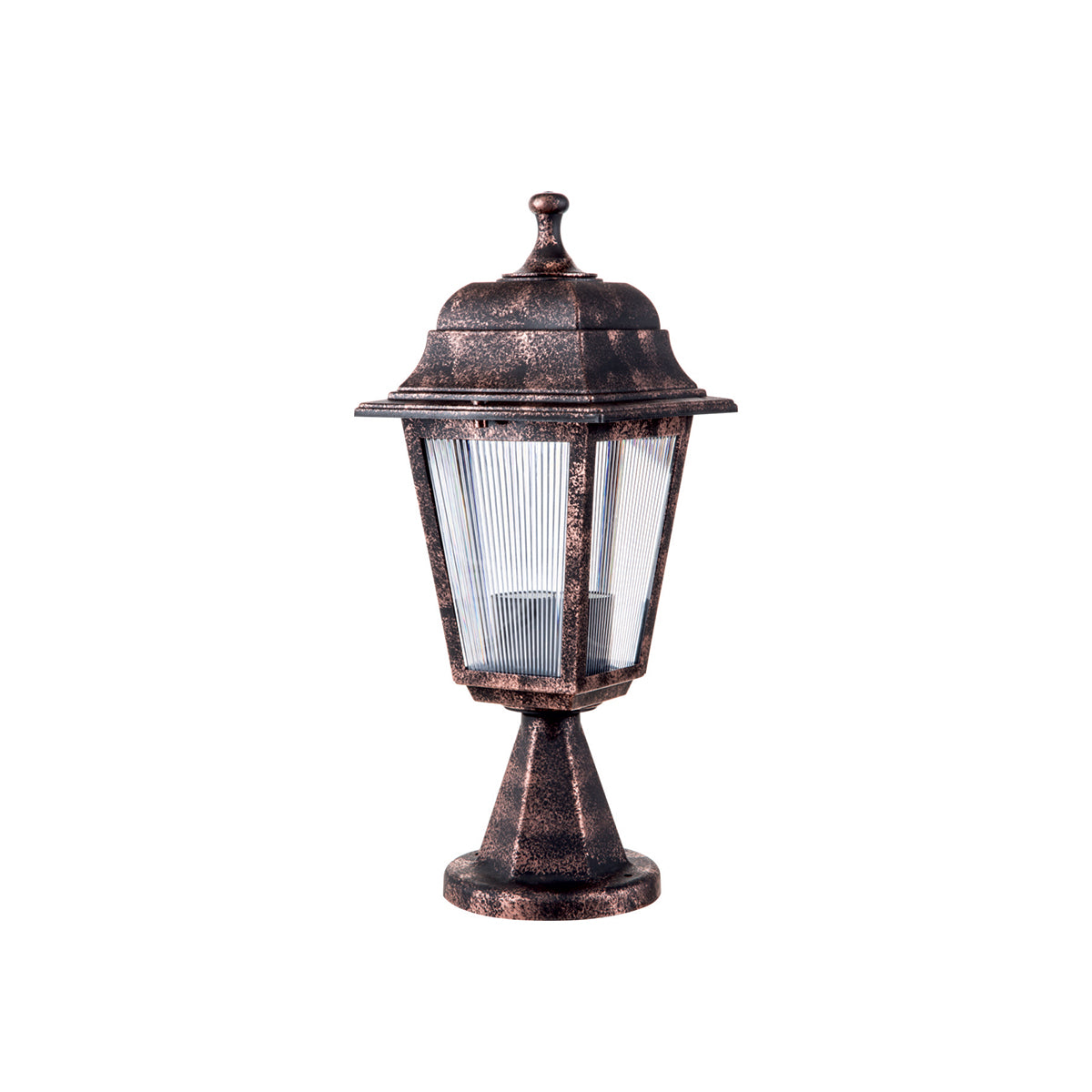 GloboStar® SOLME 203-0215 Vintage Επιδαπέδιο Φωτιστικό Φαναράκι Μονόφωτο 1 x E27 IP44 Χάλκινο Πλαστικό Σώμα - Μ15 x Π15 x Υ38cm - ledmania.gr