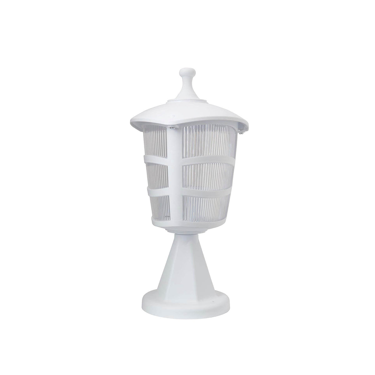 GloboStar® ZARDIN 203-0238 Vintage Επιδαπέδιο Φωτιστικό Φαναράκι Μονόφωτο 1 x E27 IP44 Λευκό Πλαστικό Σώμα - Μ17 x Π17 x Υ34cm - ledmania.gr