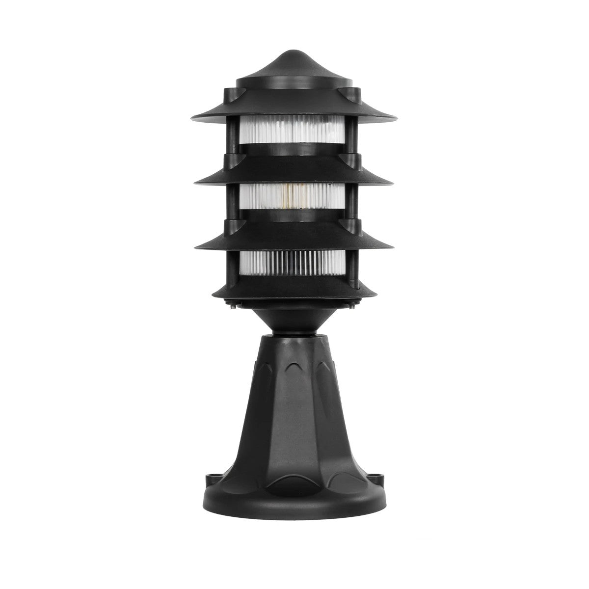 GloboStar® LANTERNA 203-0243 Μοντέρνο Επιδαπέδιο Φωτιστικό Φαναράκι Μονόφωτο 1 x E27 IP44 Μαύρο & Διάφανο Πλαστικό - Μ16 x Π16 x Υ35cm - ledmania.gr