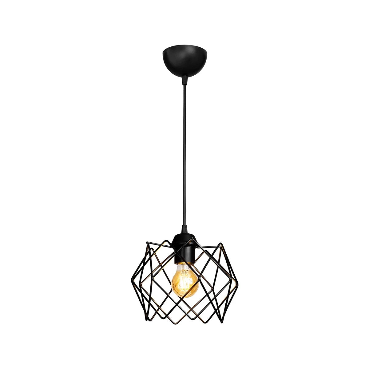 GLOBOSTAR® VORTEX 203-0277 Μοντέρνο Κρεμαστό Φωτιστικό Οροφής με Ντουί 1 x E27 AC 220-240V IP20 - Μαύρο - Μ23.5 x Π23.5 x Υ20cm
