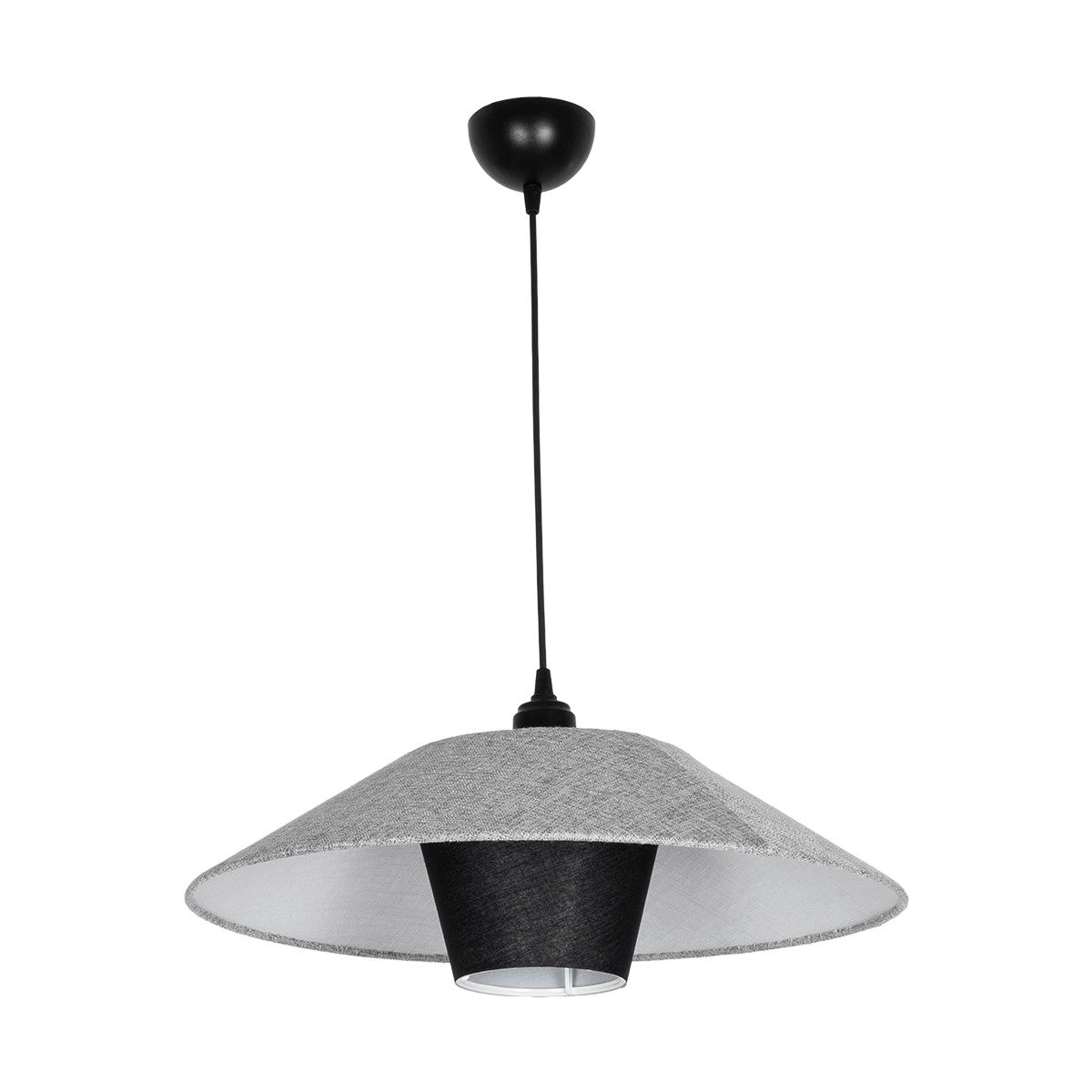GLOBOSTAR® STORM 203-0292 Μοντέρνο Κρεμαστό Φωτιστικό Οροφής με Ντουί 1 x E27 AC 220-240V IP20 - Μαύρο & Γκρί  - Μ50 x Π50 x Υ24cm