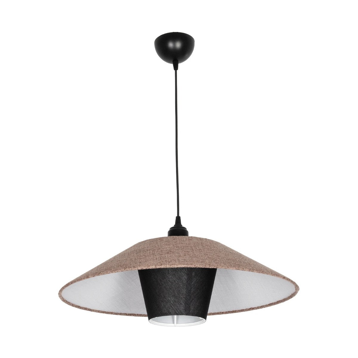 GLOBOSTAR® STORM 203-0294 Μοντέρνο Κρεμαστό Φωτιστικό Οροφής με Ντουί 1 x E27 AC 220-240V IP20 - Μαύρο &  Μπεζ - Μ50 x Π50 x Υ24cm