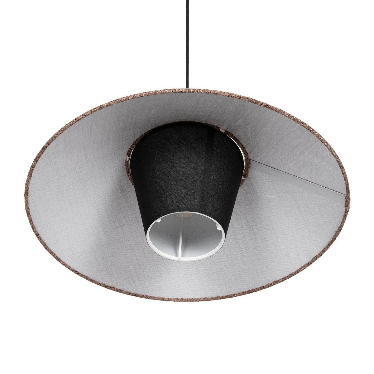GLOBOSTAR® STORM 203-0294 Μοντέρνο Κρεμαστό Φωτιστικό Οροφής με Ντουί 1 x E27 AC 220-240V IP20 - Μαύρο &  Μπεζ - Μ50 x Π50 x Υ24cm
