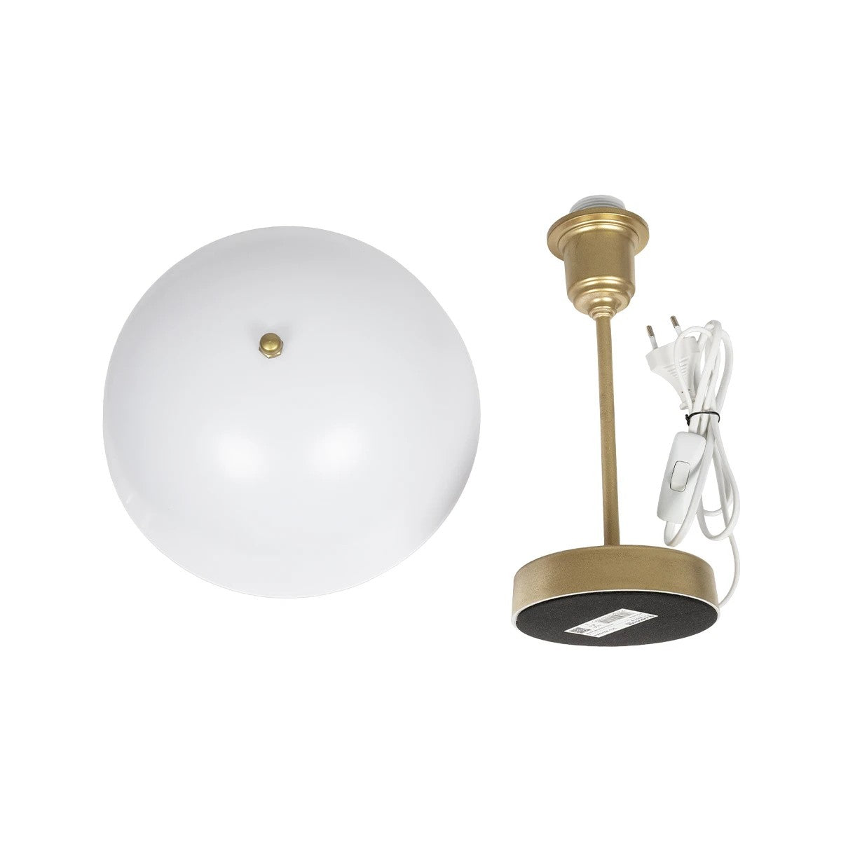 GLOBOSTAR® GAZETA 203-0304 Μοντέρνο Επιτραπέζιο Φωτιστικό Πορτατίφ με Ντουί 1 x E27 AC 220-240V IP20 - Λευκό Δίαφανο & Μπρονζέ  - Μ25 x Π25 x Υ39cm