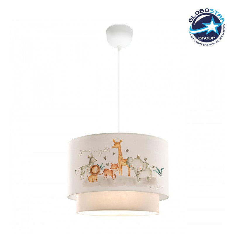 GloboStar® GIRAFFE 204-0007 Παιδικό Κρεμαστό Φωτιστικό Φιγούρα Μονόφωτο 1 x E27 IP20 Λευκό Ύφασμα - Μ30 x Π30 x Υ70cm - ledmania.gr
