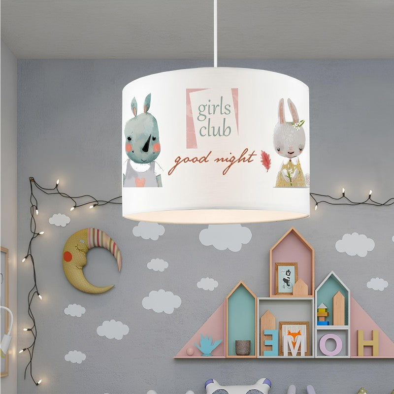 GloboStar® GIRLSCLUB 204-0010 Παιδικό Κρεμαστό Φωτιστικό Φιγούρα Μονόφωτο 1 x E27 IP20 Λευκό Ύφασμα - Μ28 x Π28 x Υ70cm - ledmania.gr