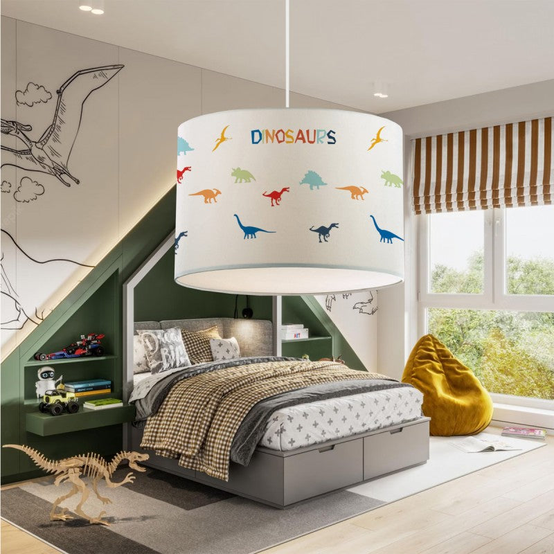 GloboStar® DINO 204-0014 Παιδικό Κρεμαστό Φωτιστικό Φιγούρα Μονόφωτο 1 x E27 IP20 Λευκό Ύφασμα - Μ30 x Π30 x Υ70cm - ledmania.gr