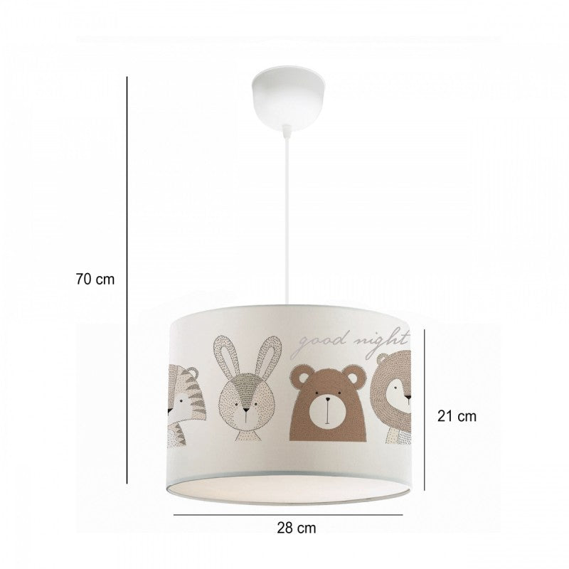 GloboStar® BEAR 204-0018 Παιδικό Κρεμαστό Φωτιστικό Φιγούρα Μονόφωτο 1 x E27 IP20 Λευκό Ύφασμα - Μ28 x Π28 x Υ70cm - ledmania.gr