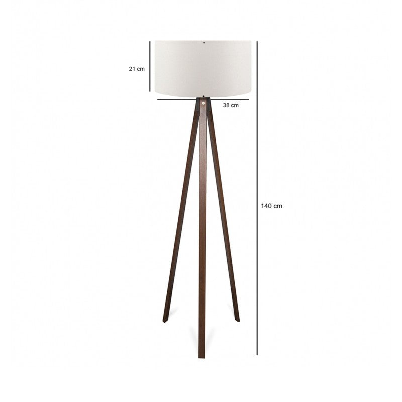 GloboStar® SAGA 204-0032 Μοντέρνο Eπιδαπέδιο Φωτιστικό Μονόφωτο 1 x E27 IP20 Καρυδί Ξύλο με Λευκό Ύφασμα - Μ38 x Π38 x Υ140cm - ledmania.gr