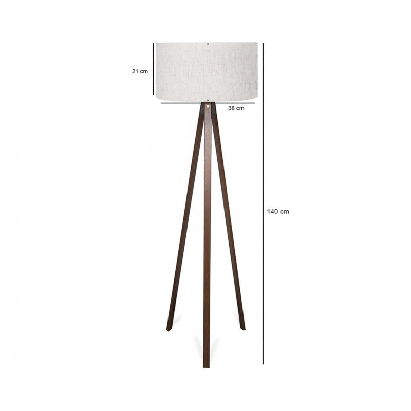 GloboStar® SAGA 204-0035 Μοντέρνο Eπιδαπέδιο Φωτιστικό Μονόφωτο 1 x E27 IP20 Καρυδί Ξύλο με Λευκό Ύφασμα - Μ38 x Π38 x Υ140cm - ledmania.gr